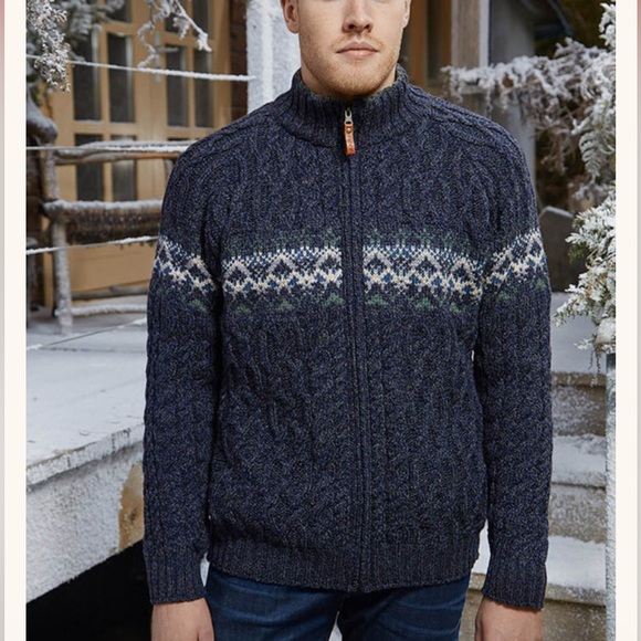 Inis Crafts Gray Full Zip made in Ireland sweater size L - Picture 3 of 13